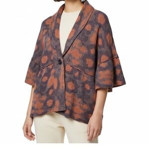 Axcess Liz Claiborne Animal Print Cardigan Bell Sleeve Shawl Collar XL Festival